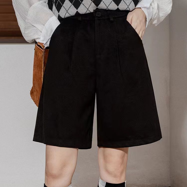 Marion – Pantalons courts larges en laine taille haute pour femmes