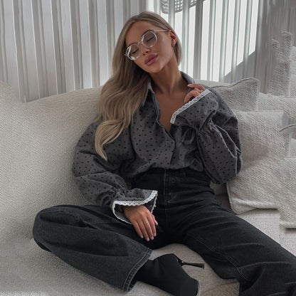 Joanne – Chemise à Imprimé Cœur Élégante