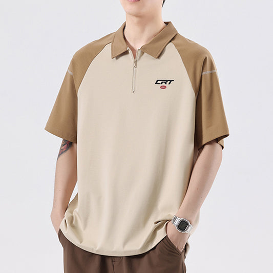 Dale – Polo Zippé Contrasté à Manches Courtes pour Homme