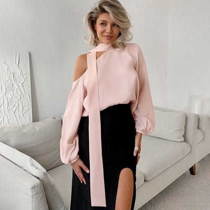 Ruby – Chemise Épaule Dénudée À Col Irrégulier