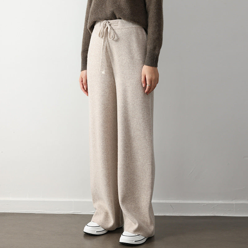Jennifer – Pantalon droit large à taille élastique