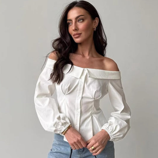 Abigail – Chemise Épaule Nue Unicolore