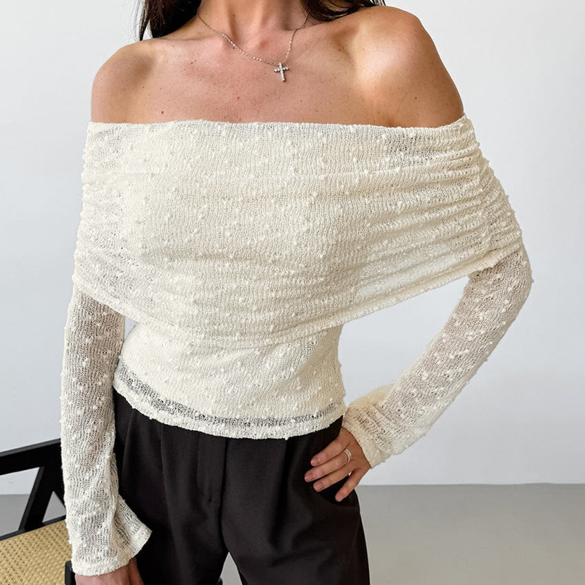 Kathryn – Haut à manches longues avec col en tricot jacquard