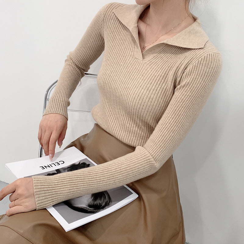 Nicola – Pull à Col Polo avec Manches Longues pour Femme
