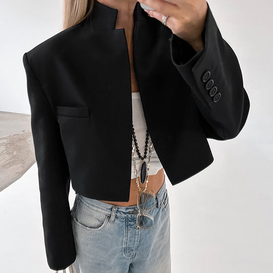 Mary – Veste de Costume Courte de Mode en Couleur Unie