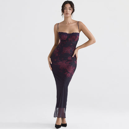 Lily – Robe Bretelle Imprimée Ajustée Fishtail