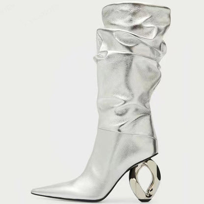 Claire – Bottes Mi-hautes Sexy à Talons Épais