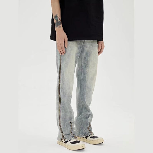 Robbie – Jeans Braguette Zippée Homme Été Fendu Droit