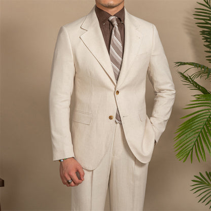 Leon – Costume Slim Fit Demi Doublure Texture Chanvre