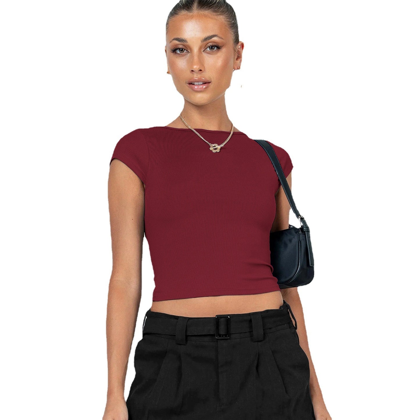 Holly – T-shirt court ajouré à manches courtes