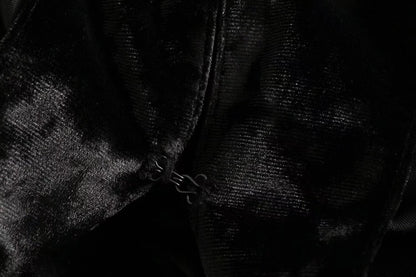 Betty – Robe plissée à manches longues en velours avec épaulettes