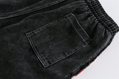Ian – Shorts en Denim à Patchwork Contrasté