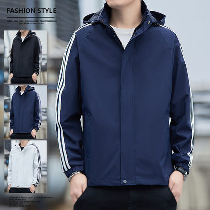 Tristan – Veste décontractée à rayures avec chapeau détachable