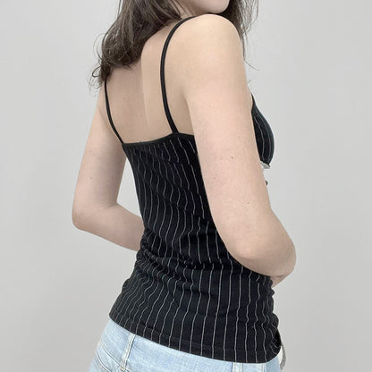 Danielle – Petit Débardeur à Rayures Contrastées en Dentelle