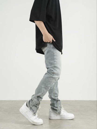 Allen – Jeans Slim à Fermeture Éclair et Fente Haute Couture