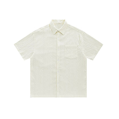 Gary – Chemise Vintage à Trous Jacquard pour Hommes