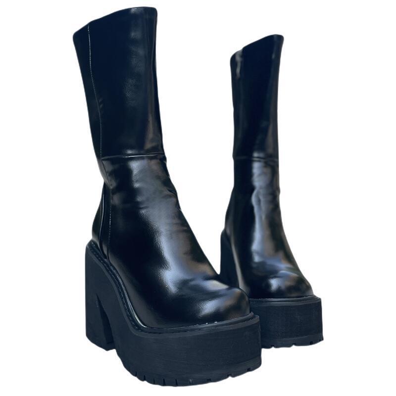 Grace – Bottines à Plateforme à Bout Rond avec Fermeture Éclair Latérale