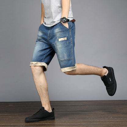 Simon – Shorts en Jean Droit à Patchs