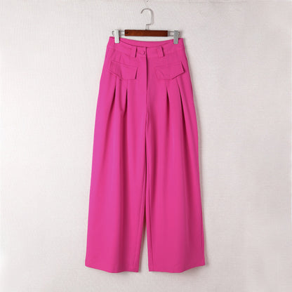 Sophie – Pantalon Large Plissé avec Poches