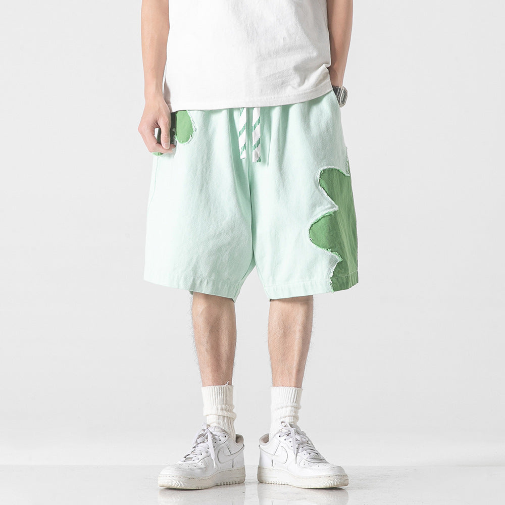 Philip – Short en Denim Patchwork Contrasté pour Hommes