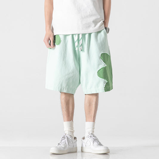 Philip – Short en Denim Patchwork Contrasté pour Hommes