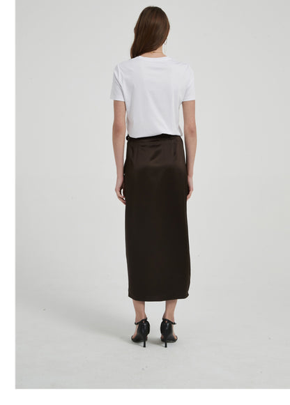 Hannah – Jupe Longue Fendue en Triacétate Léger Drapé pour Femme