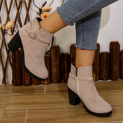 Danielle – Bottines à Talon Épais et Bout Rond