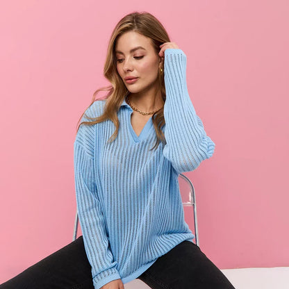 Emma – Haut Tricoté en Maille Ajourée