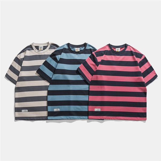 Bernard – T-shirt à Rayures Rétro à Manches Courtes