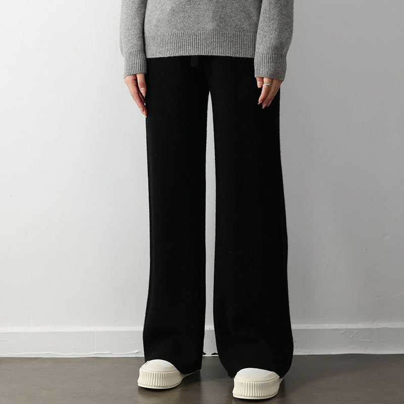 Jennifer – Pantalon droit large à taille élastique