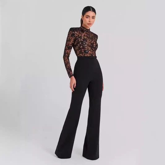 Fiona – Combinaison Élégante en Dentelle Transparente