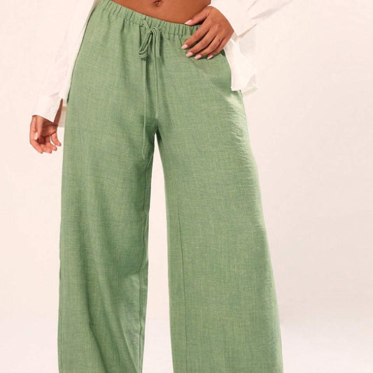 Heidi – Pantalon de Lin Texturé avec Ceinture à Nouer