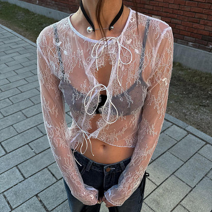Sarah – Cardigan en Jacquard Transparent Léger d'Été