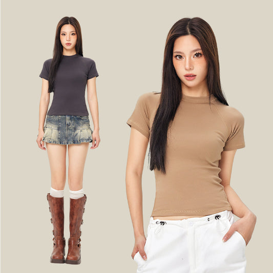 Rachael – T-shirt à Manches Raglan et Couleur Unie