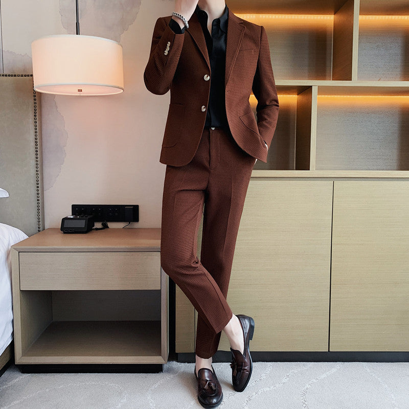 Ron – Costume décontracté en gaufre pour homme