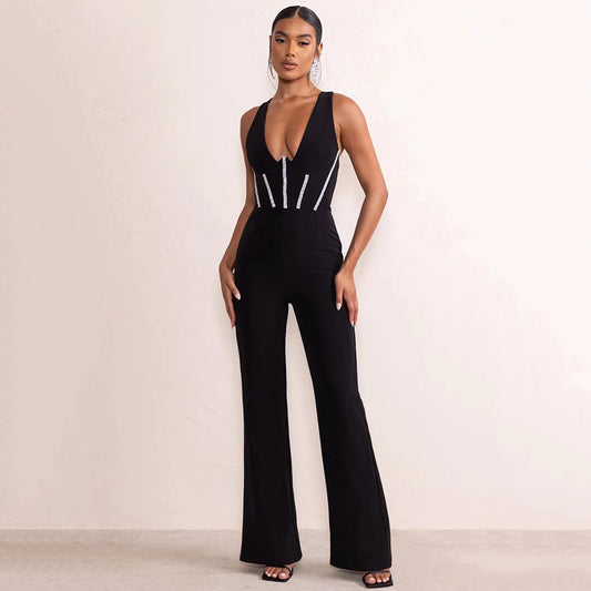 Carly – Combinaison Bandeau Dos Nu à Diamants