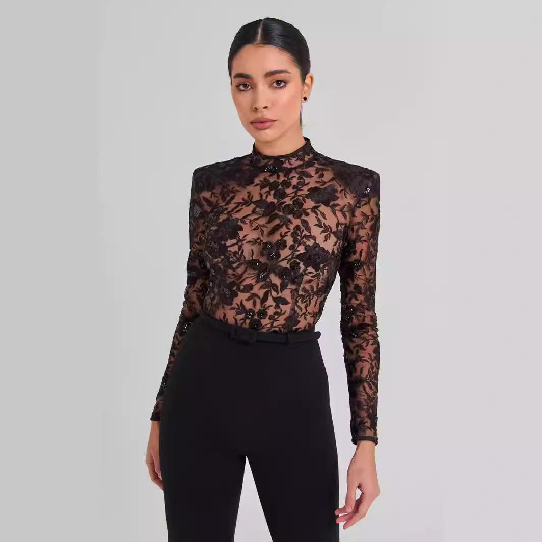 Fiona – Combinaison Élégante en Dentelle Transparente