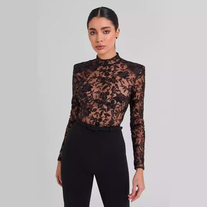 Fiona – Combinaison Élégante en Dentelle Transparente