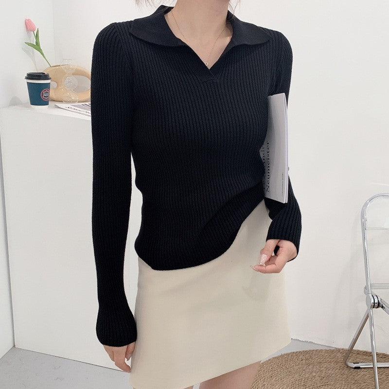 Nicola – Pull à Col Polo avec Manches Longues pour Femme