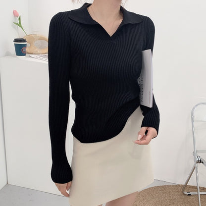 Nicola – Pull à Col Polo avec Manches Longues pour Femme