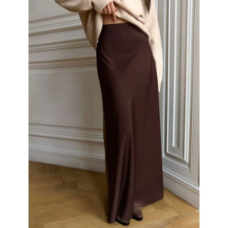 Katie – Jupe Sirène Taille Haute en Satin