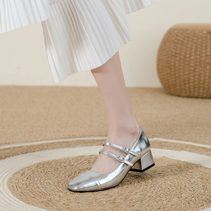 Jean – Chaussures à Talon Carré avec Boucle