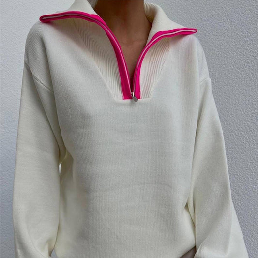 Jennifer – Pull à Col Roulé Zippé à Blocs de Couleurs