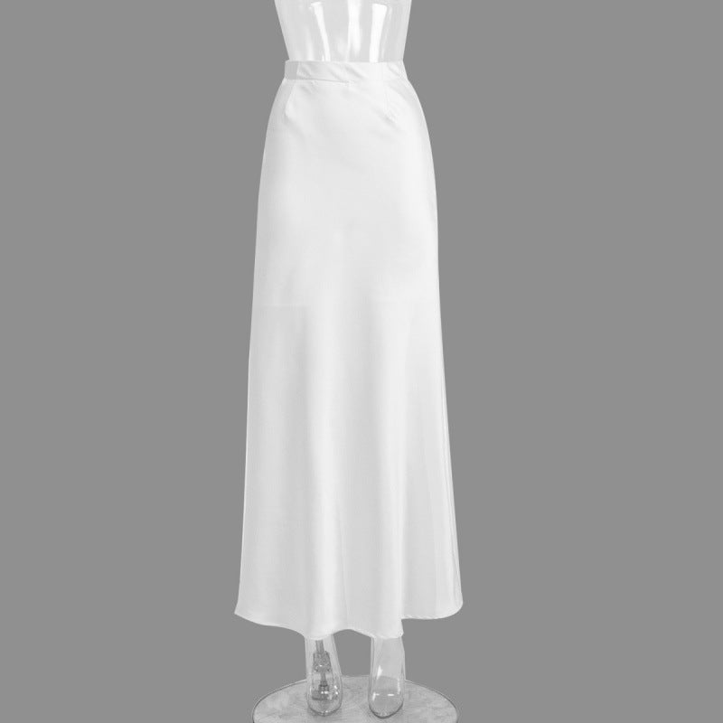 Katie – Jupe Sirène Taille Haute en Satin