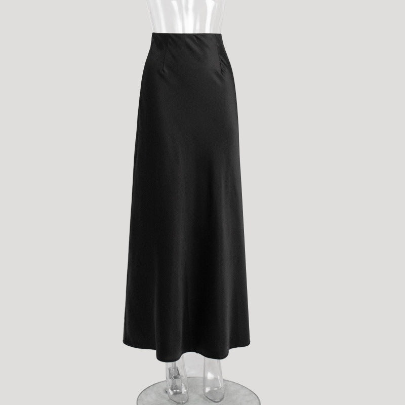 Katie – Jupe Sirène Taille Haute en Satin
