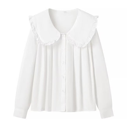 Jennifer – Chemise Décontractée à Col Claudine et Manches Longues