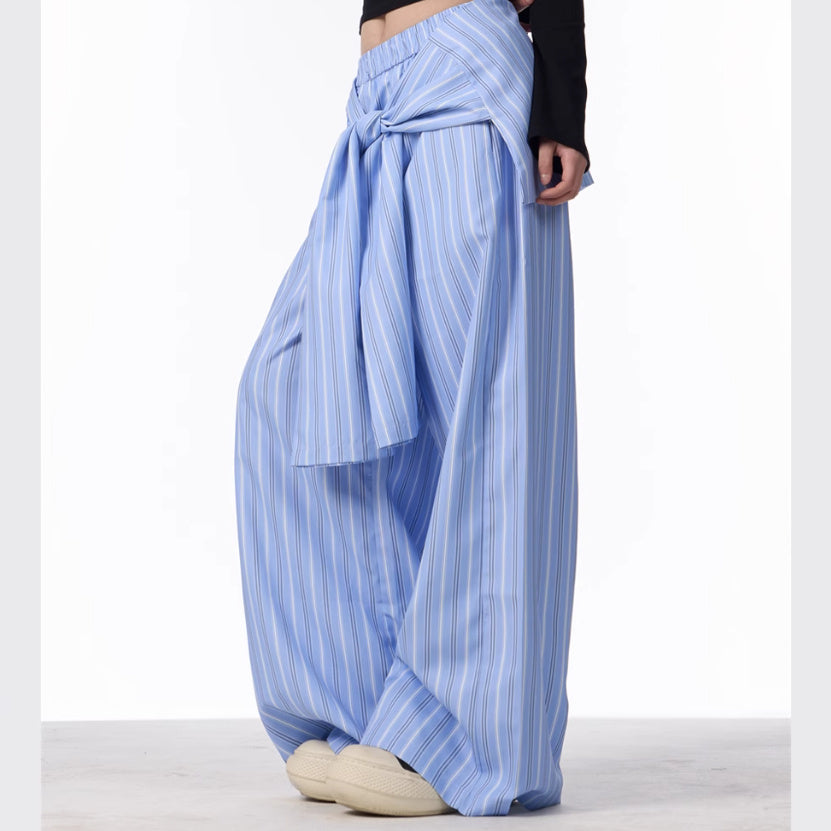 Clara – Pantalon Ample à Rayures Contrastées