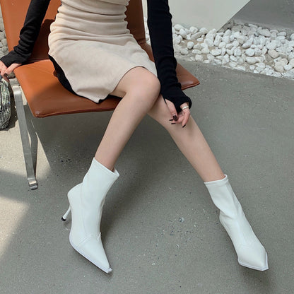 Jenny – Bottes à Talons Hauts Pointus en Cuir Vegan pour Femmes
