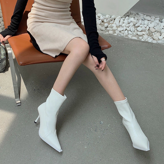 Jenny – Bottes à Talons Hauts Pointus en Cuir Vegan pour Femmes