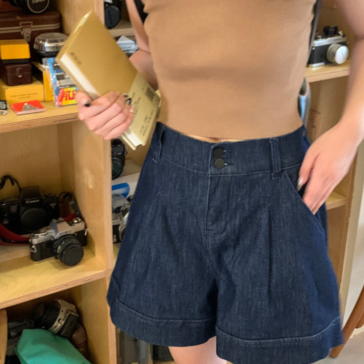 Susan – Shorts en Denim Taille Haute Évasés